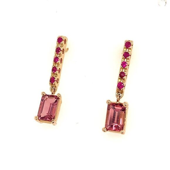 Rubellite Tourmaline Ruby Earrings 14k Gold 1.25 TCW Certified $3,950 018676 - Picture 3 of 13